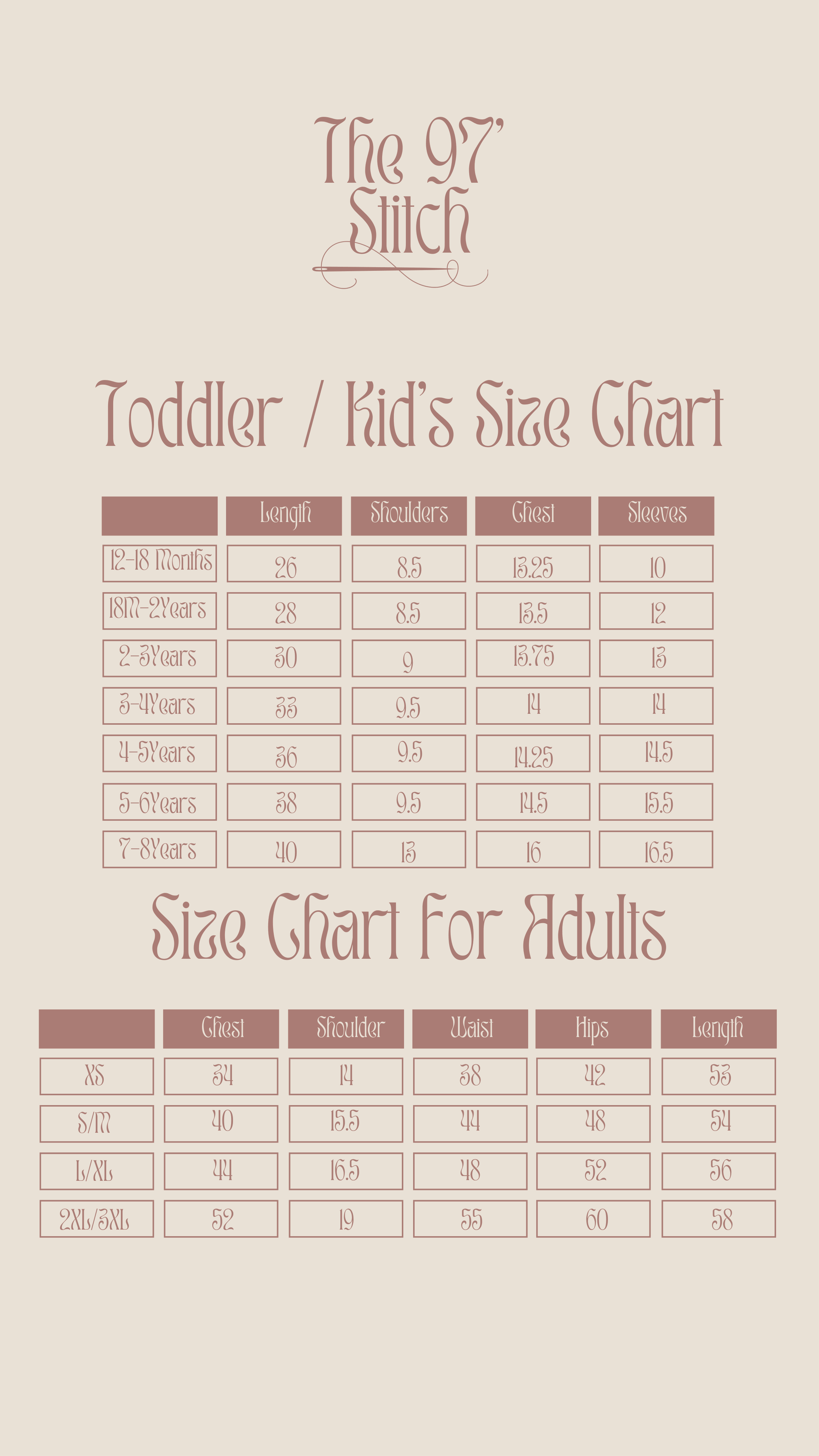 The 97 Stitch Size Chart